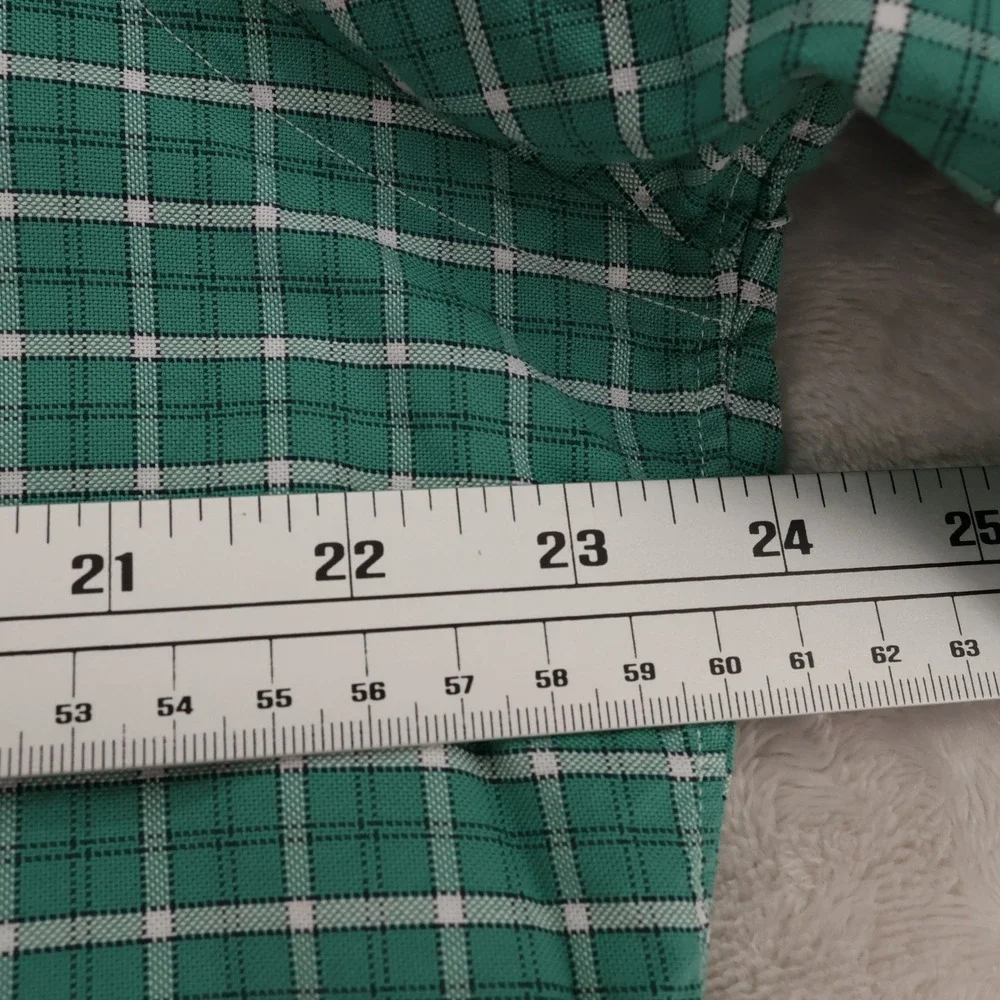 Brooks Brothers Makers Mens Green White Check Cotton Button Down Shirt